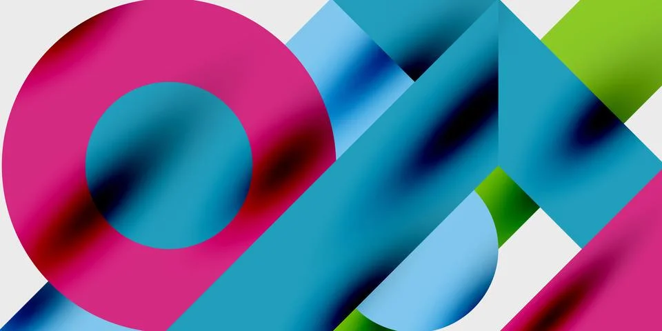 Abstract composition featuring vibrant geometric shapes. Circles, rectangles 스톡 일러스트