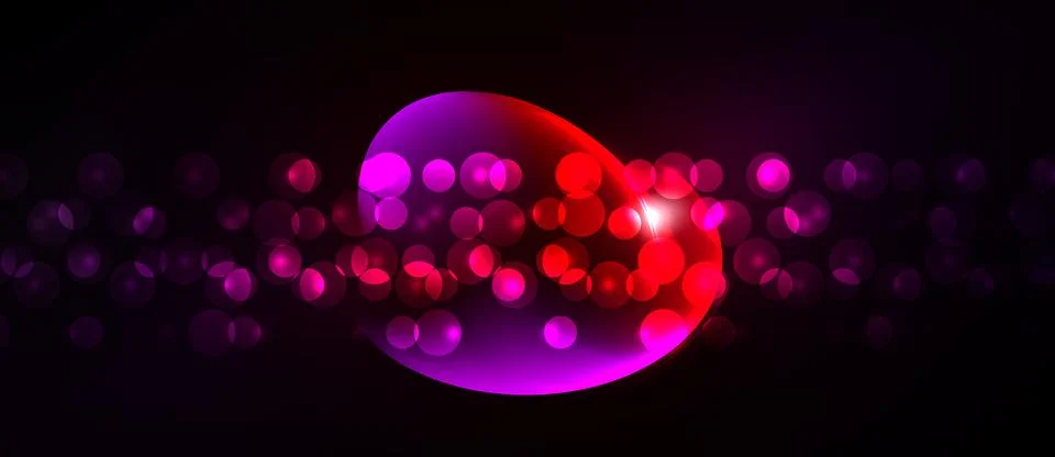 Abstract composition featuring vibrant pink, red bubbles against dark backg.. Stock Illustration