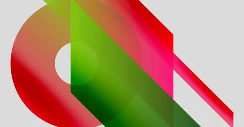 Abstract composition featuring vibrant red, green hues. Overlapping shapes Stock Illustration