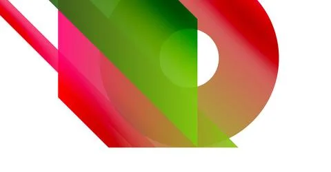 Abstract composition featuring vibrant red, green, pink shapes. Overlapping 库存插图