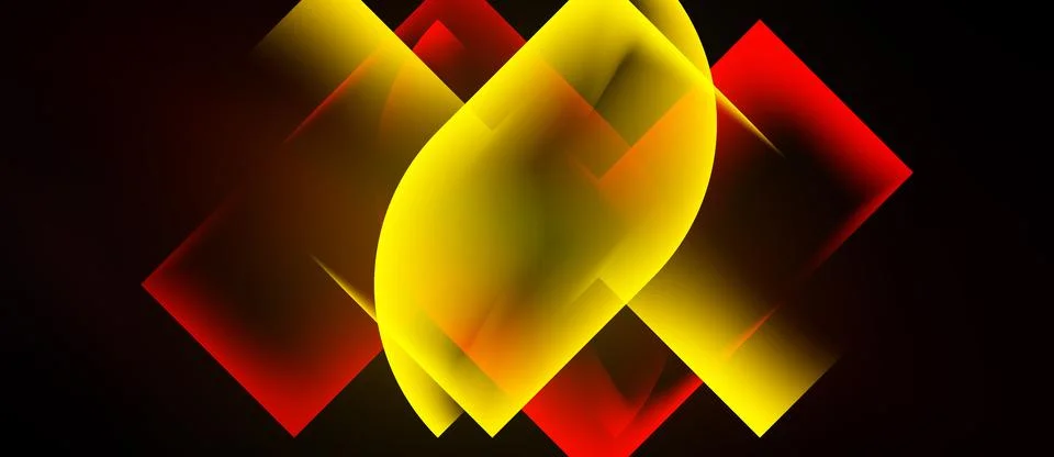Abstract composition featuring vibrant yellow, red gradients. Geometric shape 스톡 일러스트