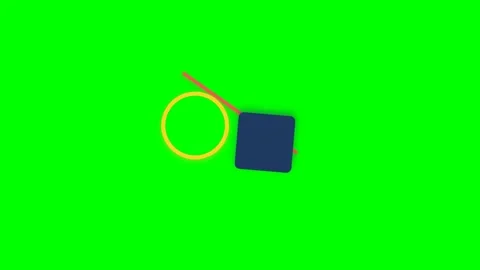 Abstract composition featuring a yellow circle and blue square on green Stock Footage 340266146