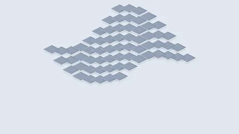 Abstract composition of floating light blue isometric diamond shapes pattern 库存影片 335118150