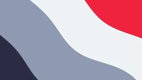 Abstract composition of flowing curved shapes in red, light grey, grey blue,  Иллюстрация