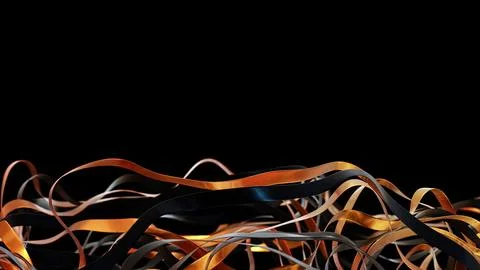 An abstract composition of flowing ribbons set against a striking black backdrop 스톡 일러스트