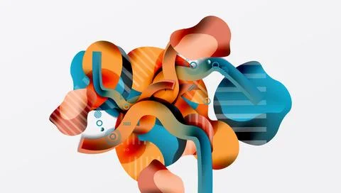 Abstract composition. Fluid shapes overlap, creating dynamic visual texture. イラスト素材