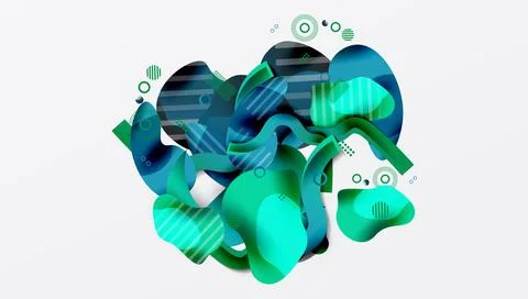 Abstract composition. Fluid shapes overlap, creating dynamic visual texture. イラスト素材