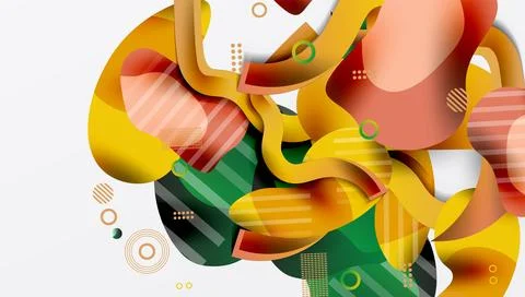 Abstract composition. Fluid shapes overlap, creating dynamic visual experience. Illustrazione stock