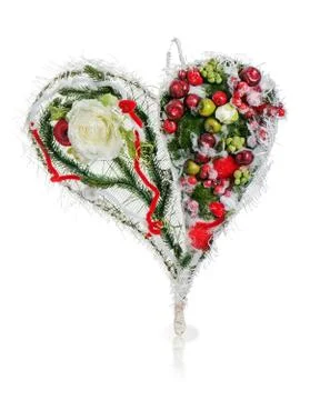 Abstract composition in the form of heart from apples, balloons, roses and pi Stock Photos