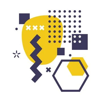 Abstract Composition with Geometric Figure and Bright Shape Collage Vector Stock Illustration