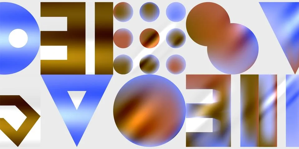 Abstract composition. Geometric shapes, circles, squares, triangles dominate イラスト素材
