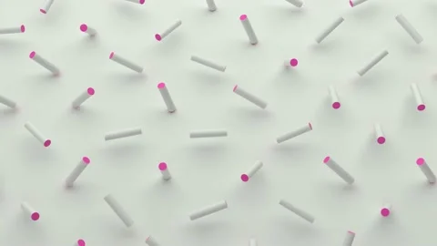 Abstract composition of geometric shapes of cylinders. White barrels with pin Stock Footage 138841012