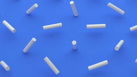 Abstract composition of geometric shapes of cylinders. White barrels  on a bl 스톡 동영상 138841023