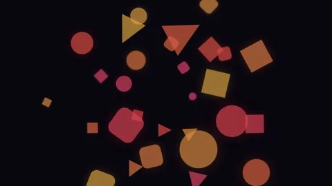 Abstract composition of geometric shapes floating on a dark black background Video stock 335118062