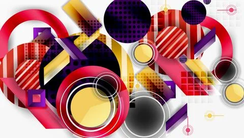 Abstract composition. Geometric shapes overlap, creating dynamic visual texture. Stock Illustration