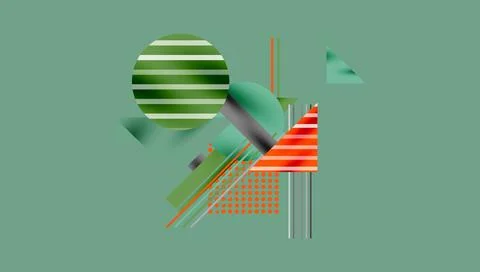 Abstract composition. Geometric shapes overlap, creating layered visual effect. Stock Illustration