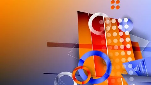 Abstract composition. Geometric shapes overlap, creating dynamic visual effect. Illustrazione stock