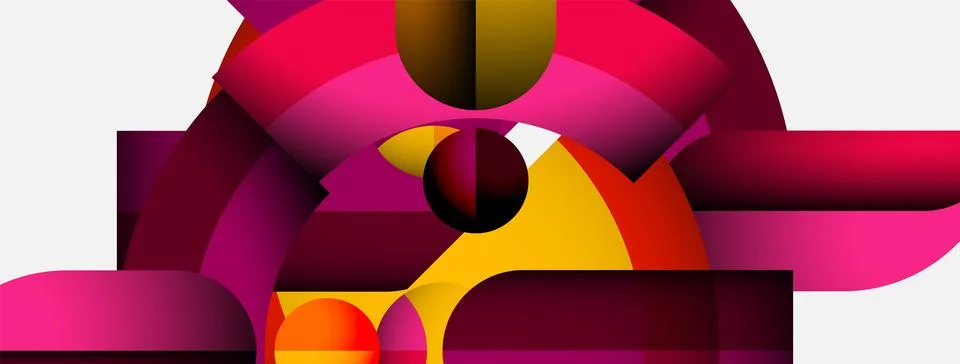 Abstract composition. Geometric shapes overlap, creating vibrant color gradients Illustrazione stock