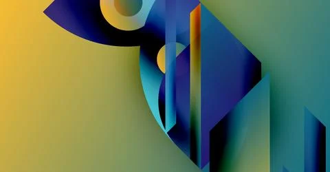 Abstract composition. Geometric shapes overlap, creating vibrant color gradients 库存插图