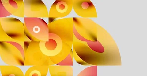 Abstract composition. Geometric shapes overlap, creating warm color gradients. Stock Illustration