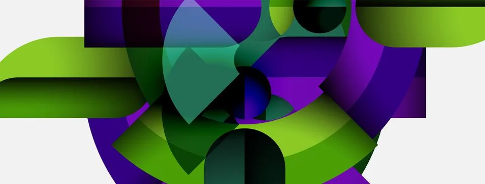 Abstract composition. Geometric shapes overlap, creating vibrant color interplay Stockillustratie