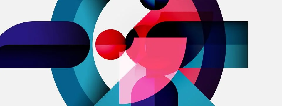 Abstract composition. Geometric shapes overlap, creating dynamic visual effect. Illustrazione stock