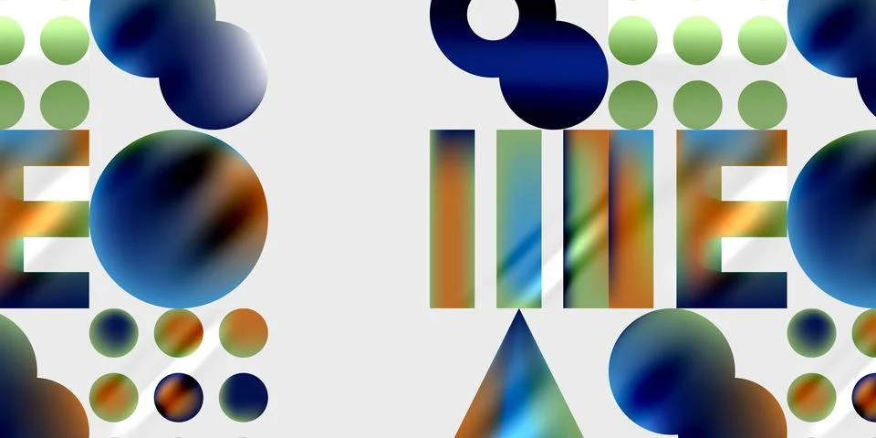 Abstract composition. Geometric shapes, vibrant colors, overlapping forms create Stock Illustration