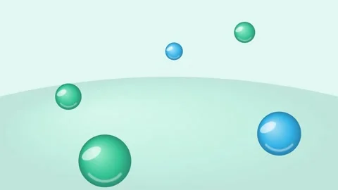 Abstract composition of glossy blue and green spheres on a light surface Video stock 335117767