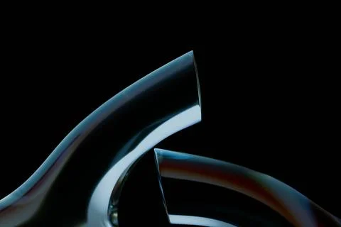 Abstract composition of glossy, flowing glass forms against a dark backdrop.. Stock Illustration