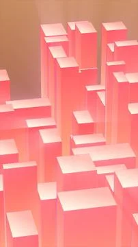 Abstract composition of glossy pink and orange 3D cubes arranged in a geome.. Stock Illustration