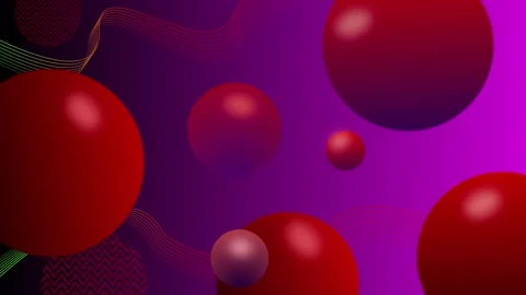 Abstract composition with glossy spheres floating gradient background animati Stockbeeldmateriaal 334966911