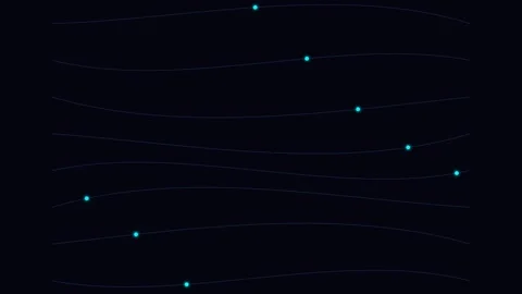 Abstract composition of glowing blue light dots on dark horizontal lines Stock Footage 338311223