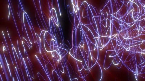 Abstract composition of glowing blue light trails and dotted lines over a d.. Stock Illustration