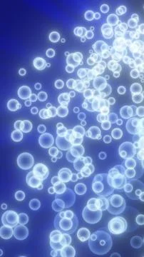 Abstract composition of glowing blue particles resembling floating bubbles .. イラスト素材