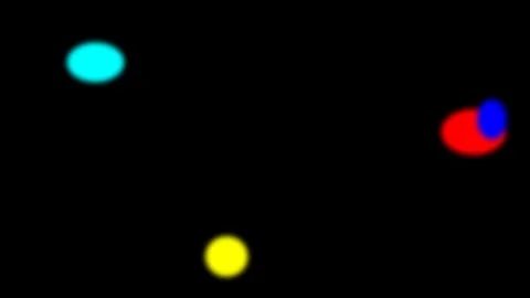 Abstract composition of glowing colorful bokeh dots on a dark black backgroun Stock Footage 338311216