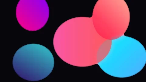 Abstract composition of glowing colorful circles on a black background Stockbeeldmateriaal 338310470