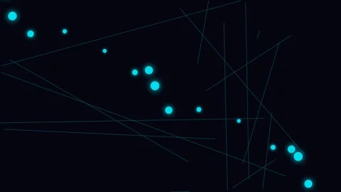 Abstract composition of glowing cyan dots connected by intersecting thin lines Video stock 335117432