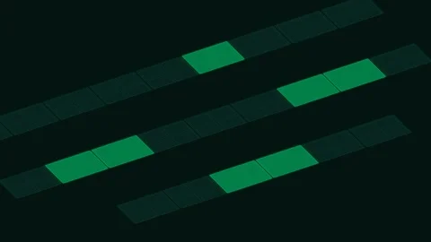 Abstract composition of glowing green squares on a dark black background Stock Footage 338311388