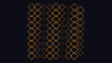 Abstract composition of glowing orange diamond shapes on dark background Video stock 335117915