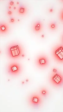 Abstract composition of glowing red cubes floating in bright space, symboli.. Stock Illustration