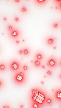 Abstract composition of glowing red cubes floating in bright space, symboli.. Stock Illustration