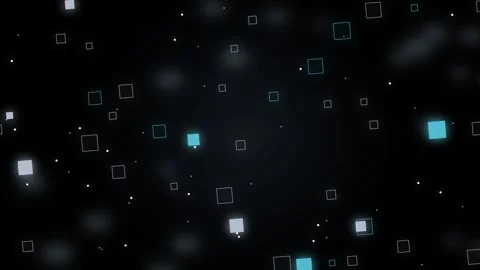 Abstract composition of glowing white and cyan geometric squares and outlin.. Vídeo Stock 344809487