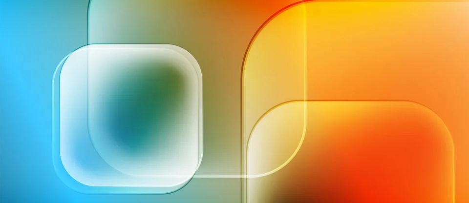 Abstract composition. Gradient colors blend, forming rounded rectangles. Light Stock Illustration