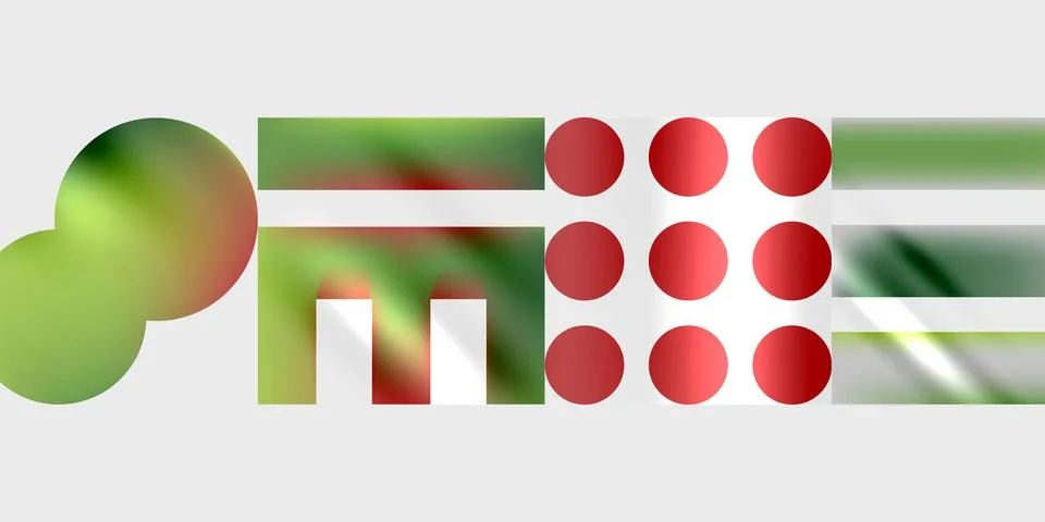 Abstract composition. Green, red, white shapes. Smooth gradients, geometric イラスト素材