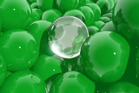 Abstract composition with green spheres Stock Illustration