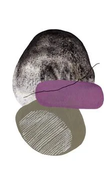Abstract composition of hakki and purple figures figures Stock Illustration