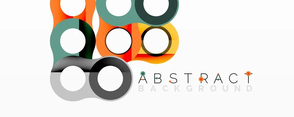 Abstract composition with intertwined circular and tubular forms creating fluid Stock Illustration