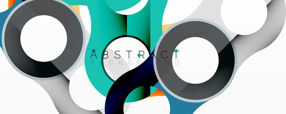 Abstract composition with intertwined circular and tubular forms creating fluid Stock Illustration