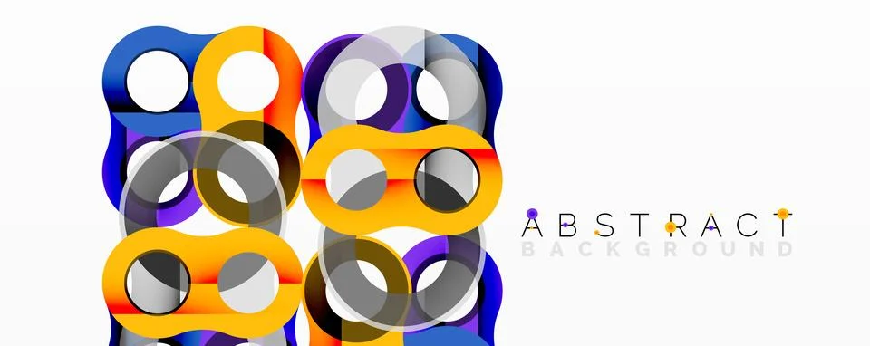 Abstract composition with intertwined circular and tubular forms creating fluid Stock Illustration