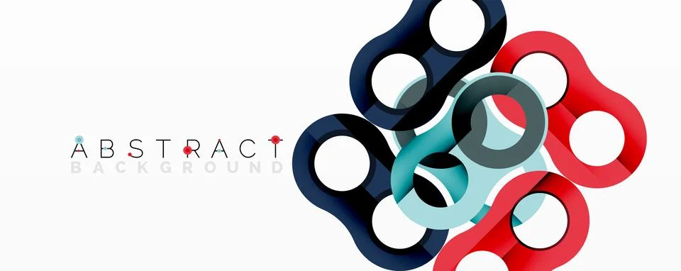Abstract composition with intertwined circular and tubular forms creating fluid Stock Illustration